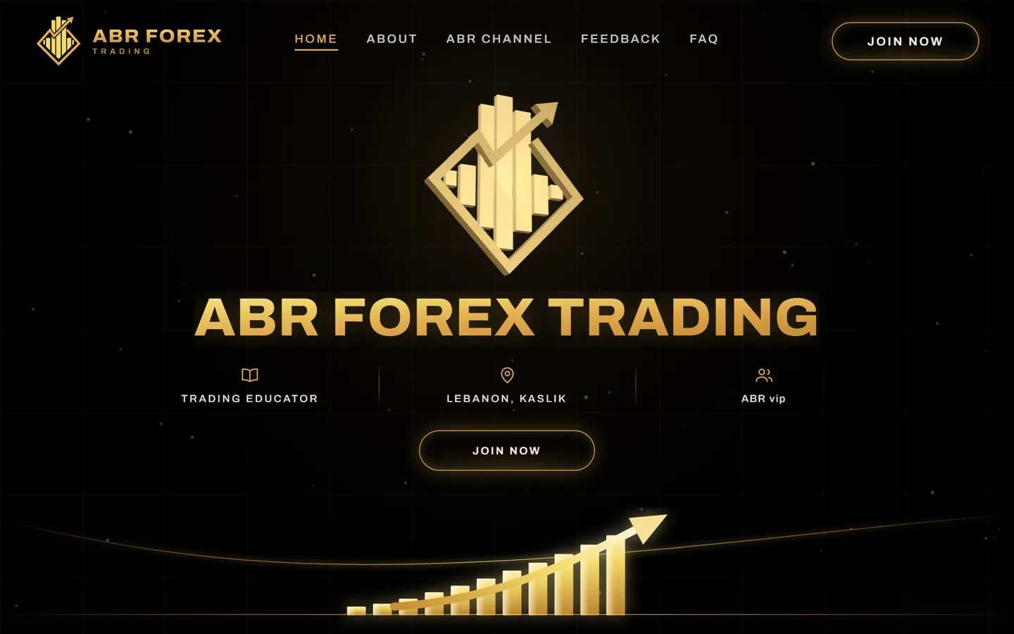ABR Forex Trading's site: the gold logo over a rising chart