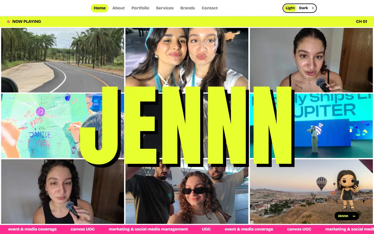 Content with Jenn: JENNN over a grid of her videos